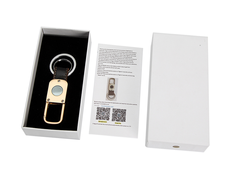 Leather & Metal Keychain Bluetooth Key Tracker